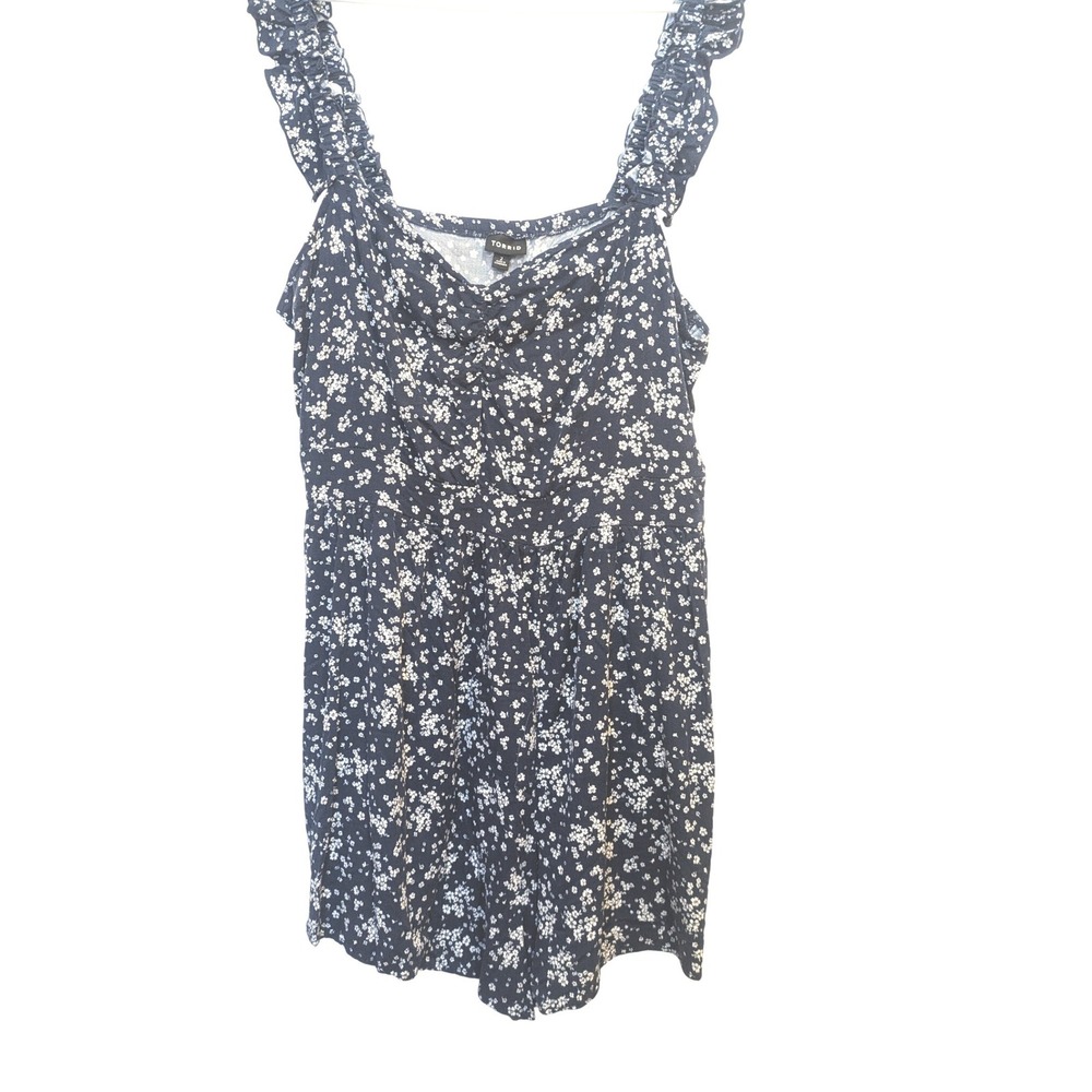 Torrid Navy Floral Ruffle Strap‎ Romper Shorts Jumpsuit Size 2 Plus Size